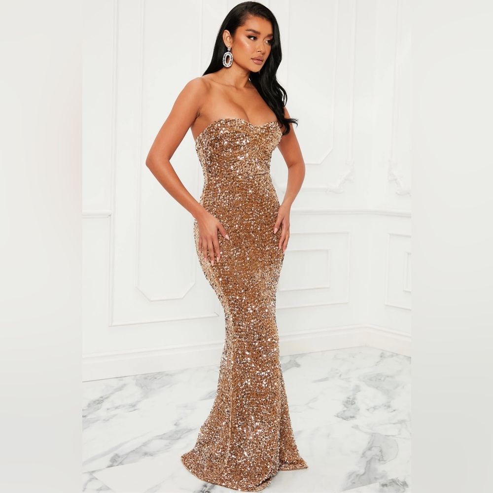 Gold sequin dress